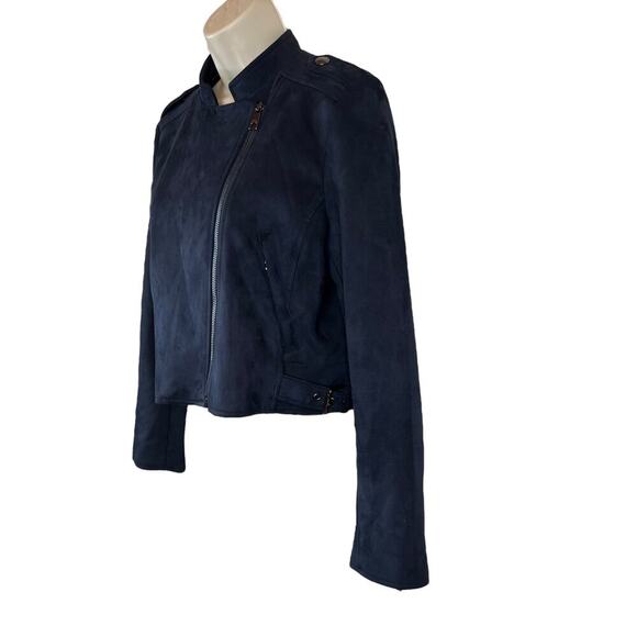 BANANA REPUBLIC Moto Jacket in Navy Blue Women's Medium - Picture 2 of 10